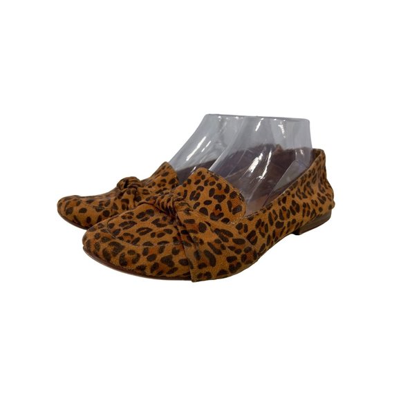 Maurices Bianca Leopard Print Front Knot Flats Womens 8 Slip-On Faux Suede Tan - Picture 1 of 10